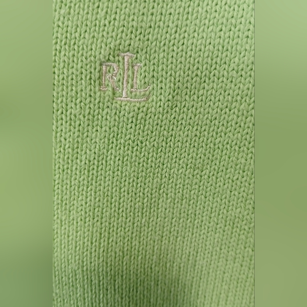 Lauren Ralph Lauren Vneck Lime Green Sweater Women 2X Old Money Cottagecore - Picture 3 of 4
